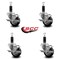 Service Caster 3'' Black Poly Swivel 1-1/8'' Expanding Stem Caster Set with Brake, 4PK SCC-EX20S314-PPUB-BLK-TLB-118-4 - alternate 3